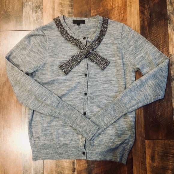 J. Crew Sweaters - J CREW Jewelled Neck Tie Cardigan